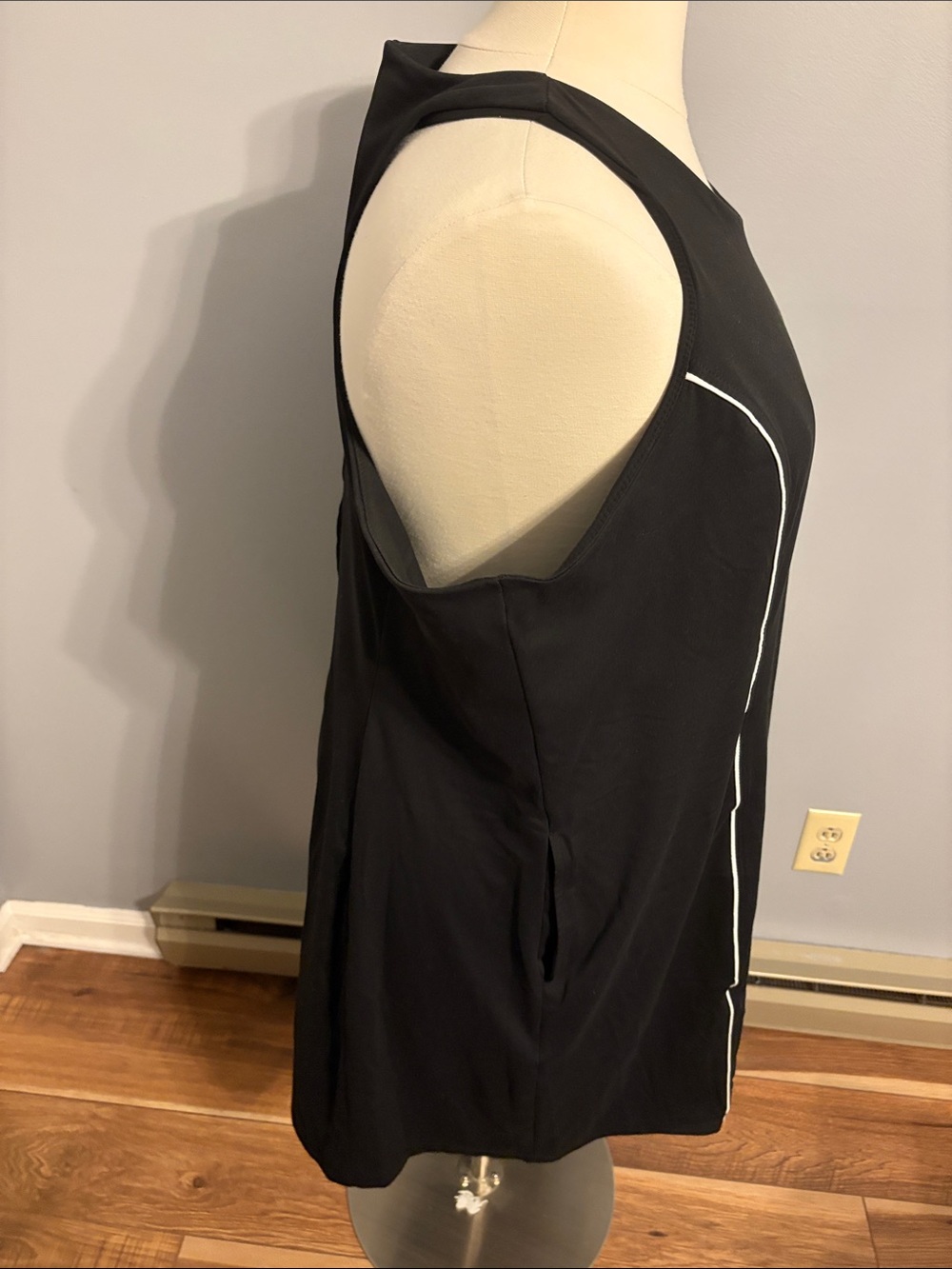 Livi Active Black Tank Dress with White Side Piping - Picture 4 of 8